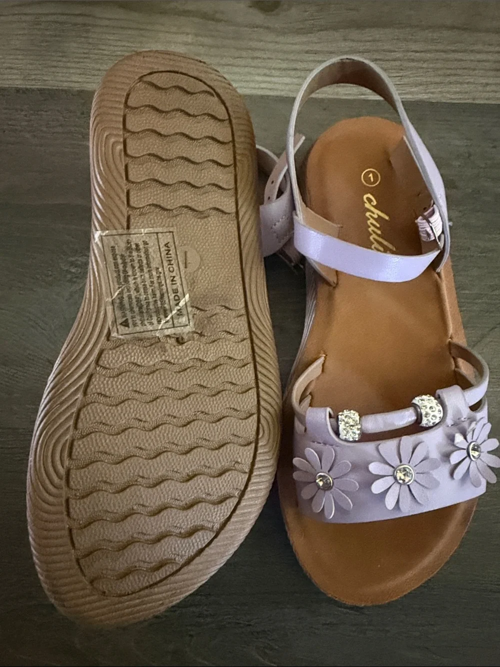 Kids Lavender Floral Buckle Sandals - Cute Lilac Strappy Sandals
